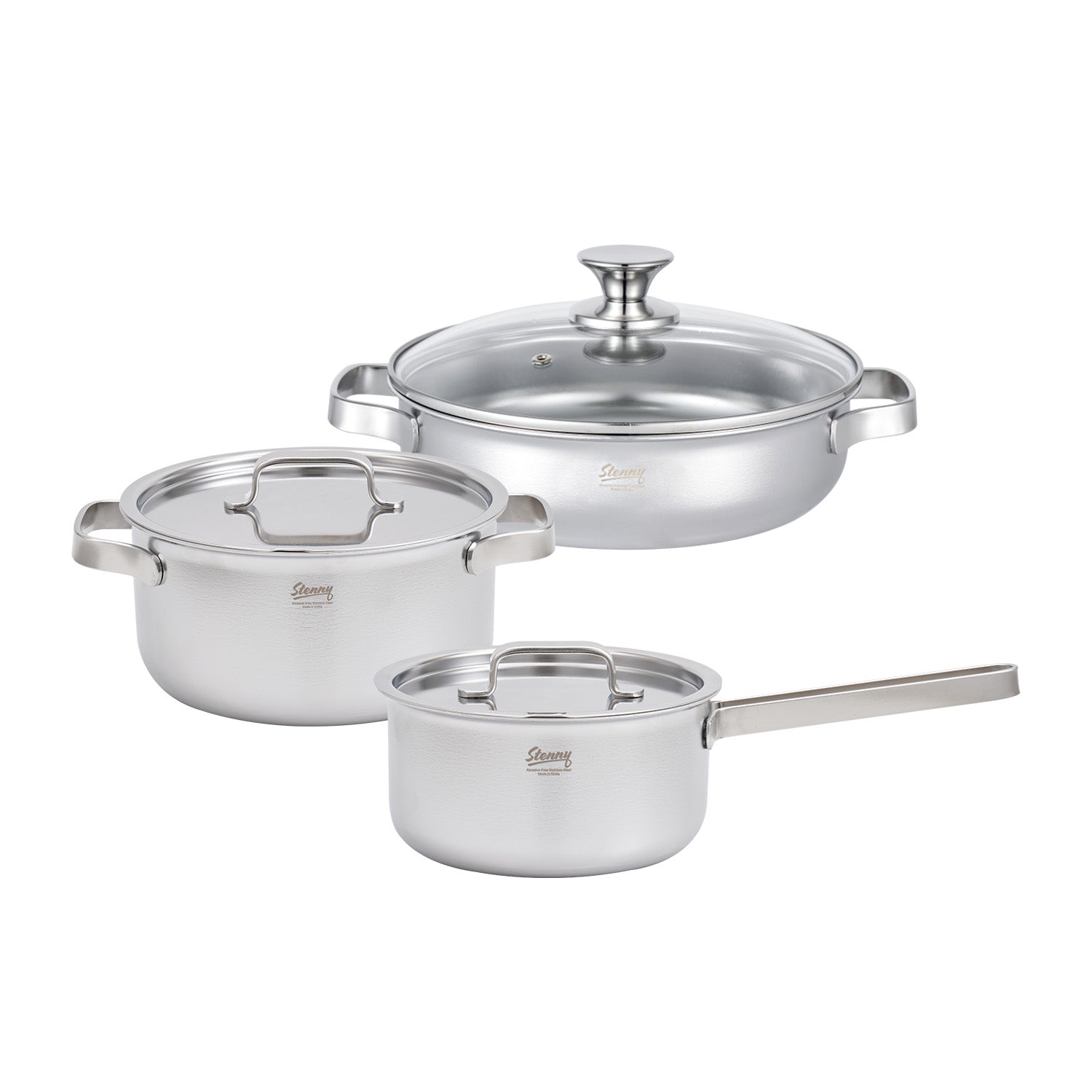 STENNY 3pc Stainless Steel Saucepan + Casserole + Braiser Set