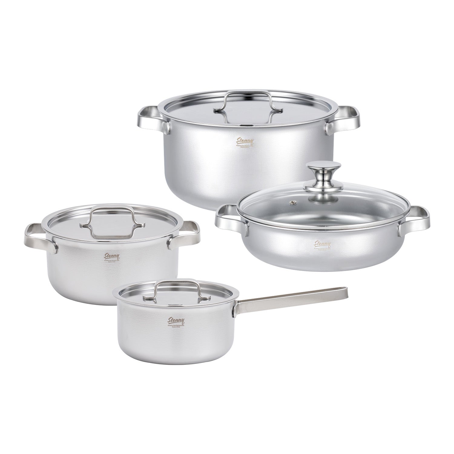 STENNY 4pc Full Stainless Steel Pot Set