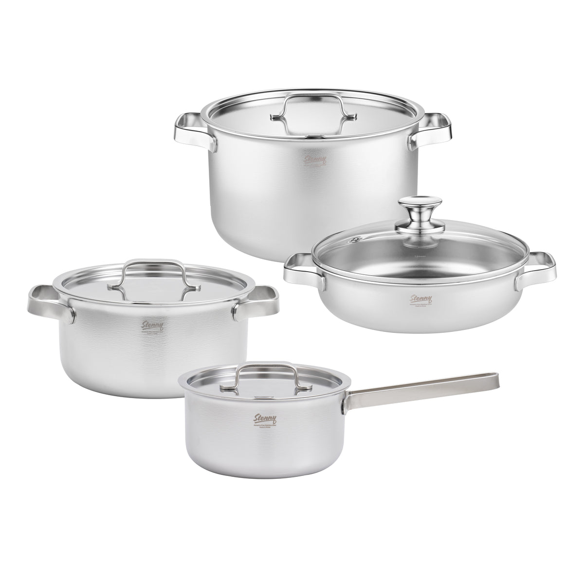 STENNY 4pc Full Stainless Steel Pot Set